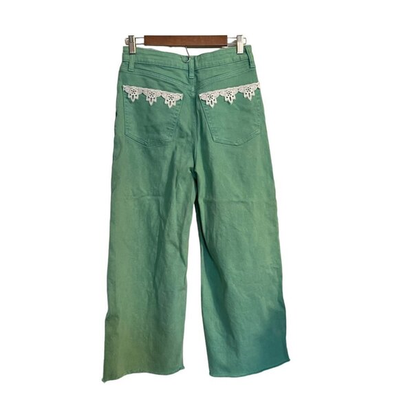 Wild Fable Womens Y2K Green Lace Pockets Highest Rise Wide Leg Ankle Jeans Sz 2 - Picture 11 of 11